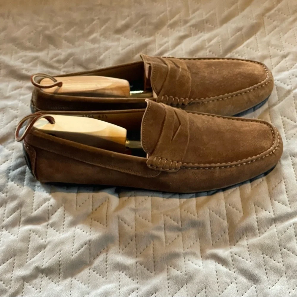 Russell & Bromley driving loafers mens 42.5 ‎ 9.5 EUC brown suede